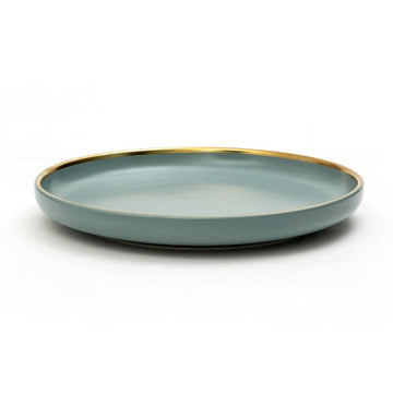 10 Inch Dinner Plate - Gray with Gold Rim - EZ Life